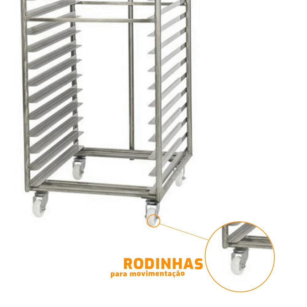 Estante Aberta Esqueleto 58x70 Total 20 Níveis Inox 304 Com Rodízios - Imeca 214