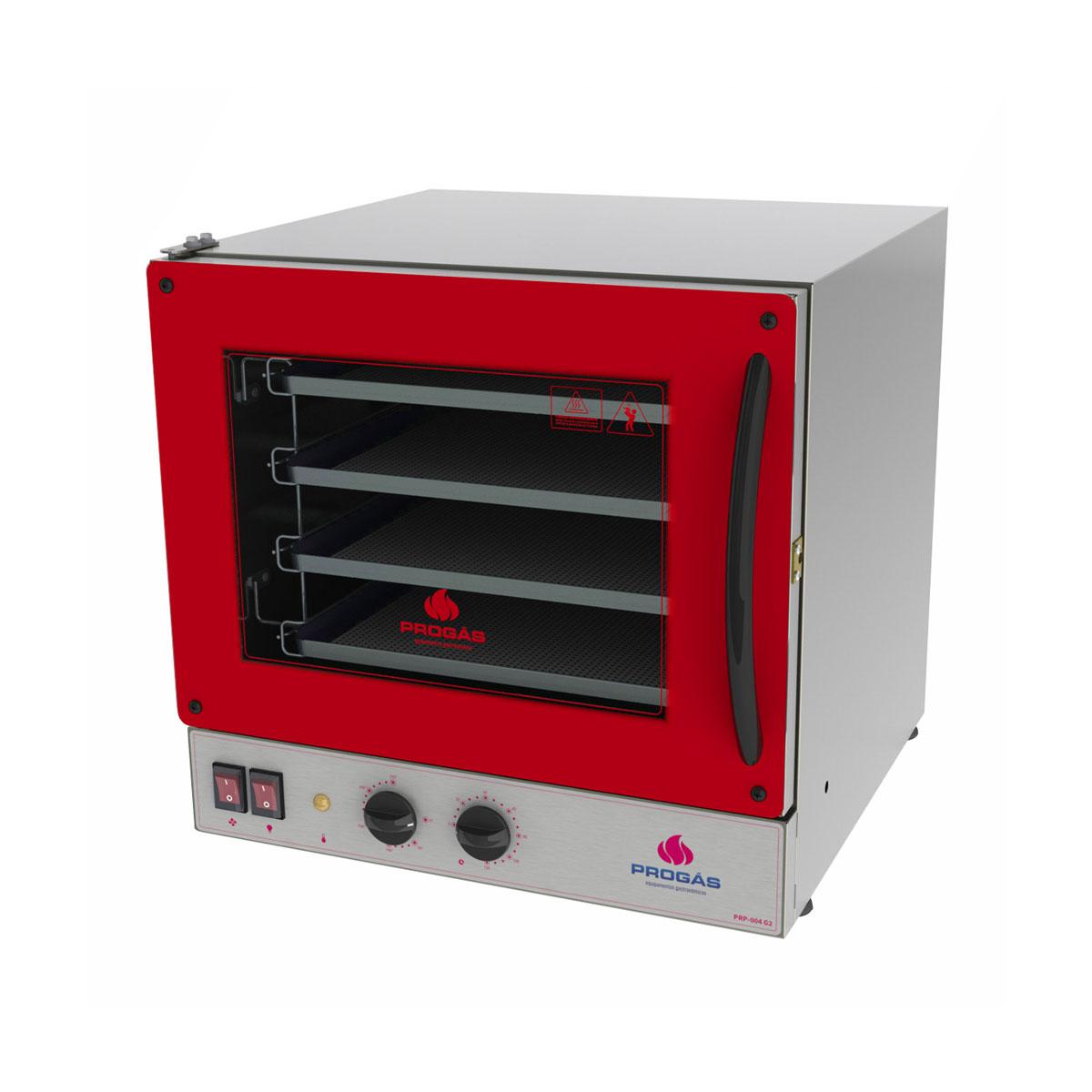 Kit - Forno Turbo Elétrico Fast Oven Prp-004 220v Vermelho + 4 Assadeiras - Progás