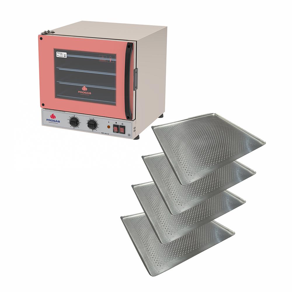 Kit Forno Turbo Elétrico PRP-004 G2 220V Rosa Progás + 4 Assadeiras Cimapi