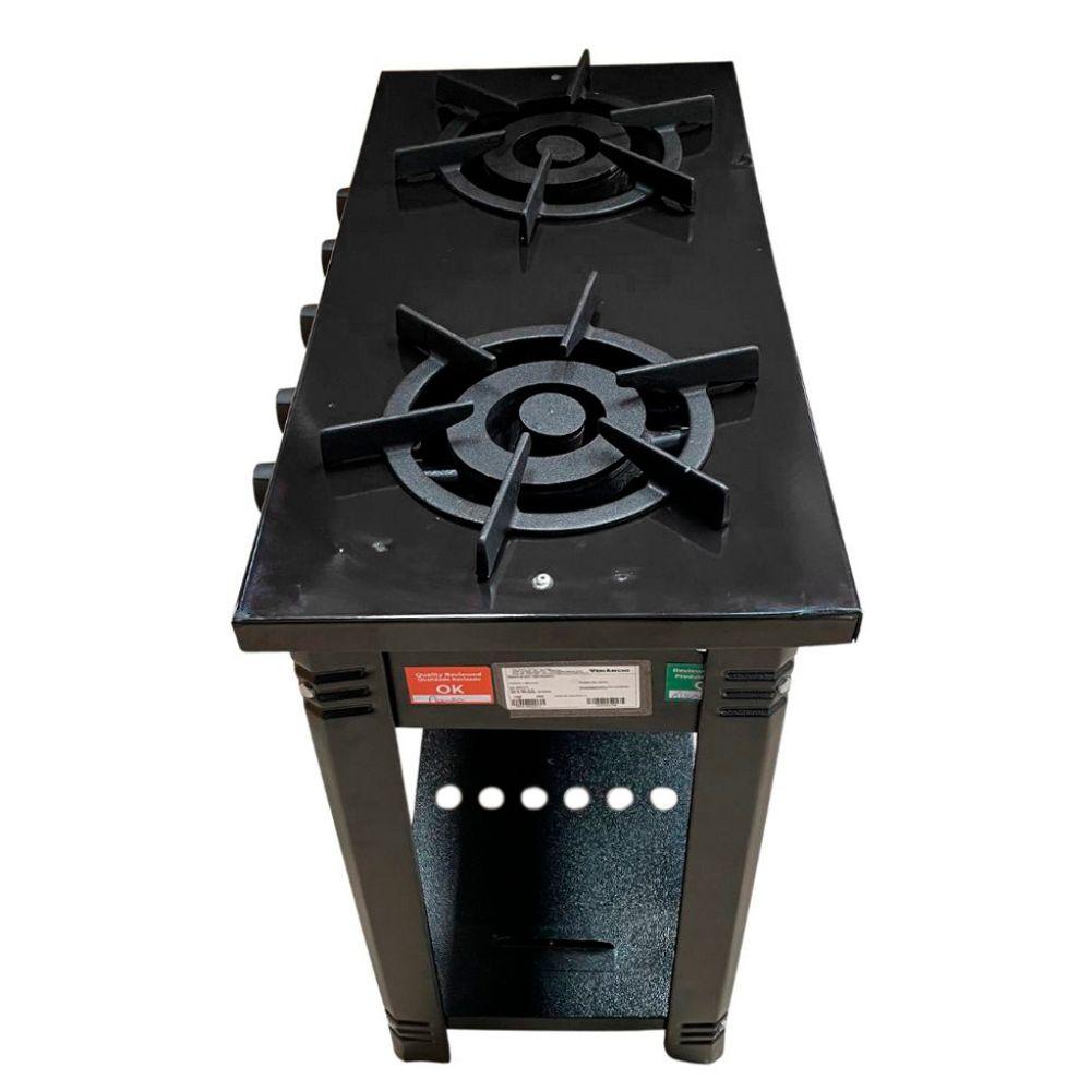 SEMINOVO - Fogão Industrial 2 Bocas Duplas a Gás Branco com Forno Azul Bravo BR2BF – Venâncio