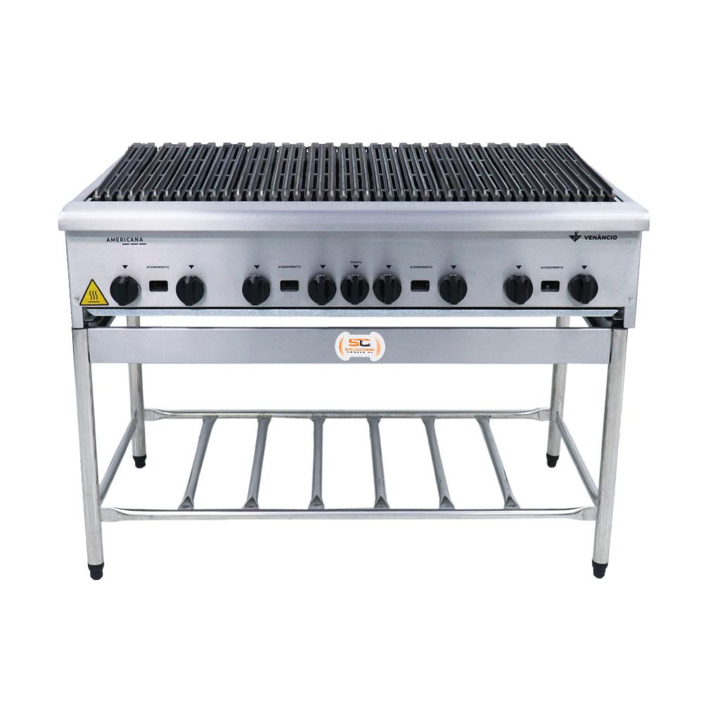 Chapa Char broiler Americana Grill Churrasqueira 120cm Gás Inox Com Pé Cggp120 - Venâncio