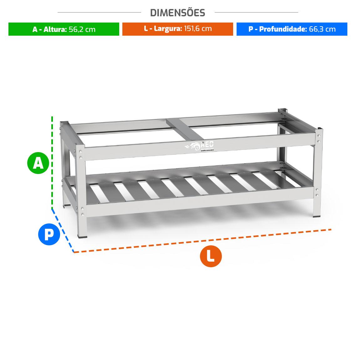 Bancada de Apoio Aberta Total Inox 430 Para Chapa CHEXP1525 Mod BACE1525 - Red Chameleon 267945-0
