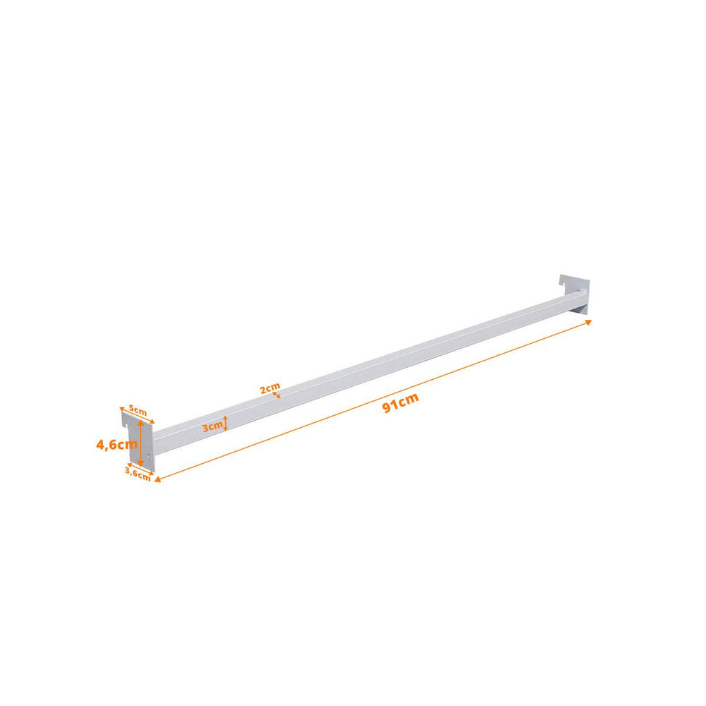 Kit Régua Para Gondola 91cm + 6 Ganchos Simples Para Gôndolas New Plus - SA Gôndolas