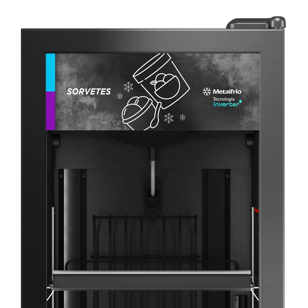 Freezer Vertical Preto 204/337 Litros Frost Free -18°C a -22ºC Slim Inverter All Black VF28 220V - Metalfrio