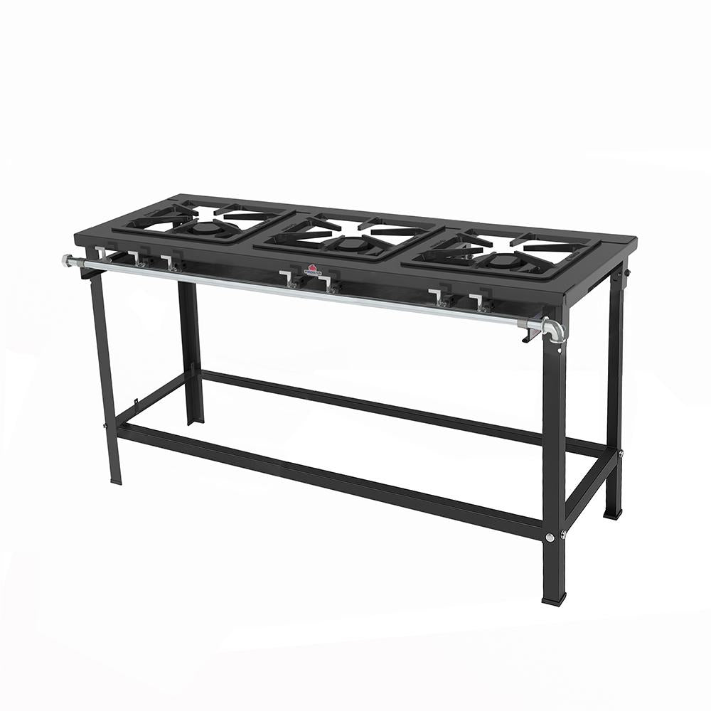 Fogão Industrial modular a gás GLP 3 queimadores duplos aço carbono baixa pressão PMD 300NF Progás;
