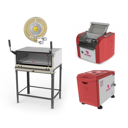Kit Padaria - Amassadeira Rápida Ar-50 + Cilindro Cb30 + Forno Prp860 + Kit Gás - Bivolt - Braesi