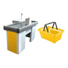 Kit - Caixa Supermercado Empacotador Check-out 1,5m Recorte + 10 Cestos de Compras Amarelo