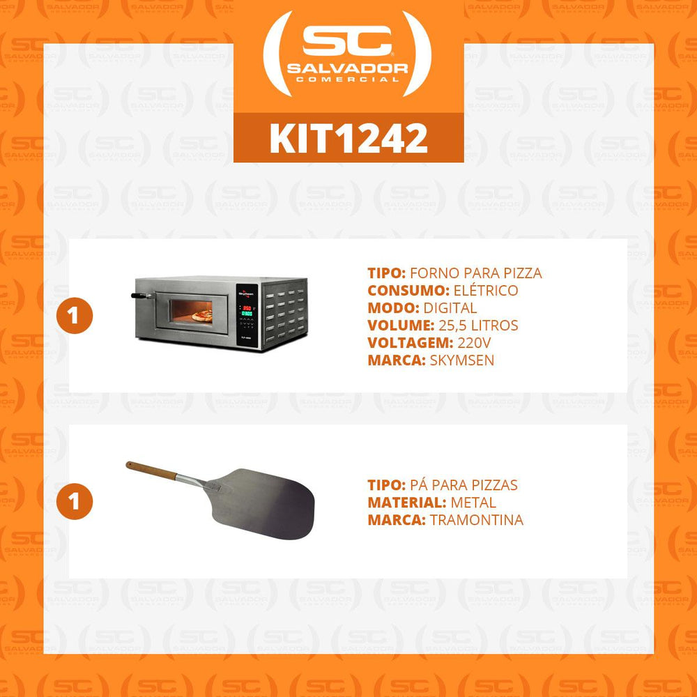 Forno De Lastro Elétrico Refratário Digital FLP-400D 220V Skymsen + Pá Pizza