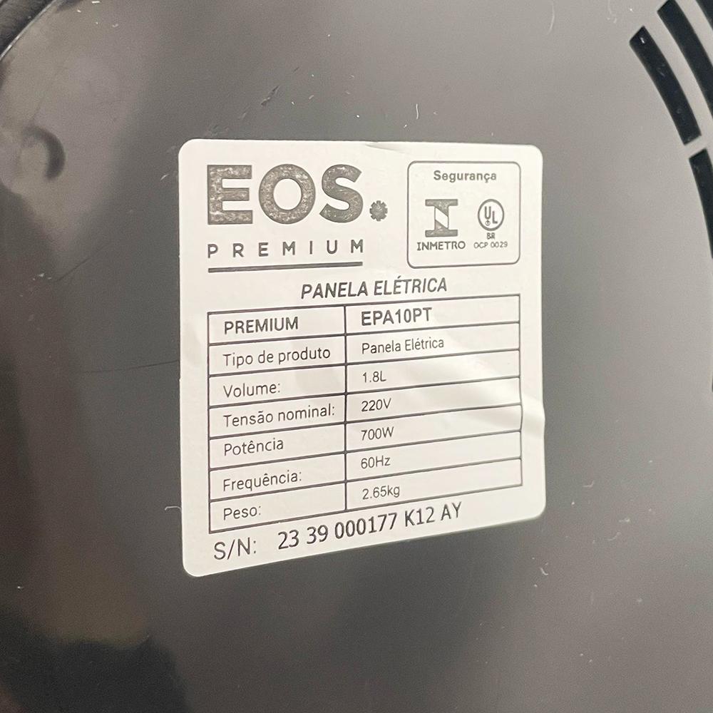 Semi - Panela Elétrica Arroz 10 Xícaras Titanium Preta Tampa Vidro Clearglas Epa10pt 220v - Eos