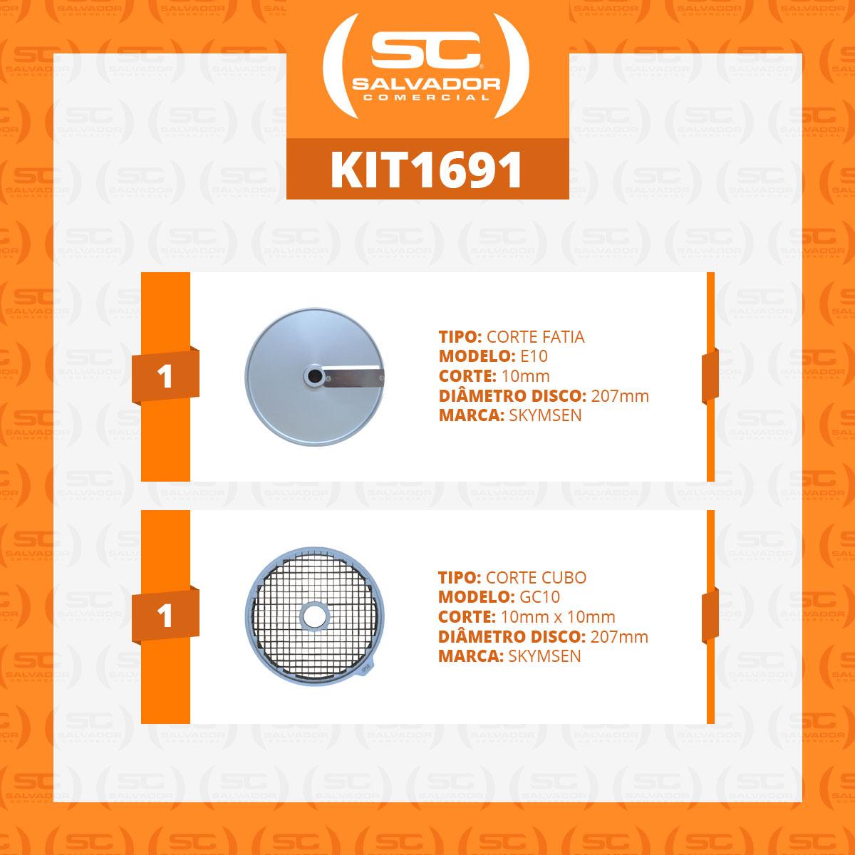 Conjunto de Discos Corte E10 Fatias 10mm e GC10 Cubos 10mm para PA7 PRO 10x10x10mm (Sopas) - Skymsen