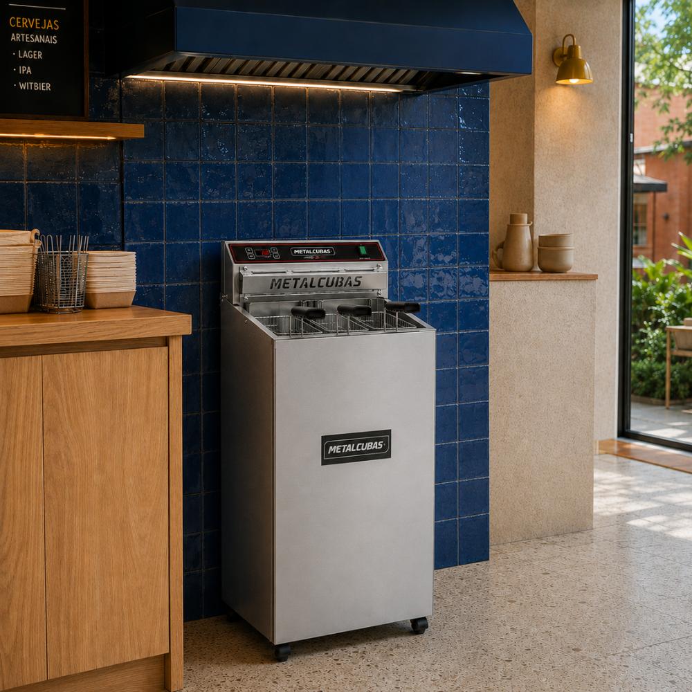 Fritador Água e Óleo Elétrico 25 Litros de Pedestal 800w FAO 25 220v - Metalcubas 27088