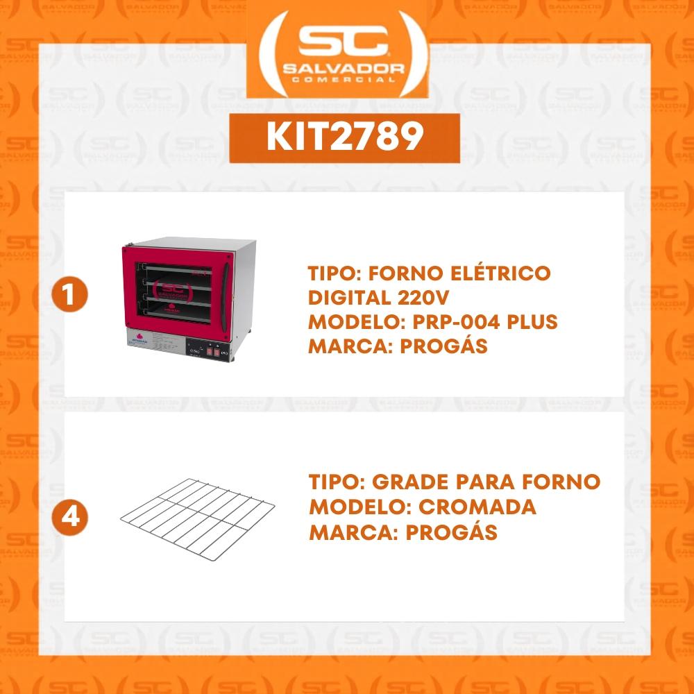 Kit Forno Turbo Elétrico Profissional Digital PRP-004 Plus 220V Vermelho + 4 Grades - Progás