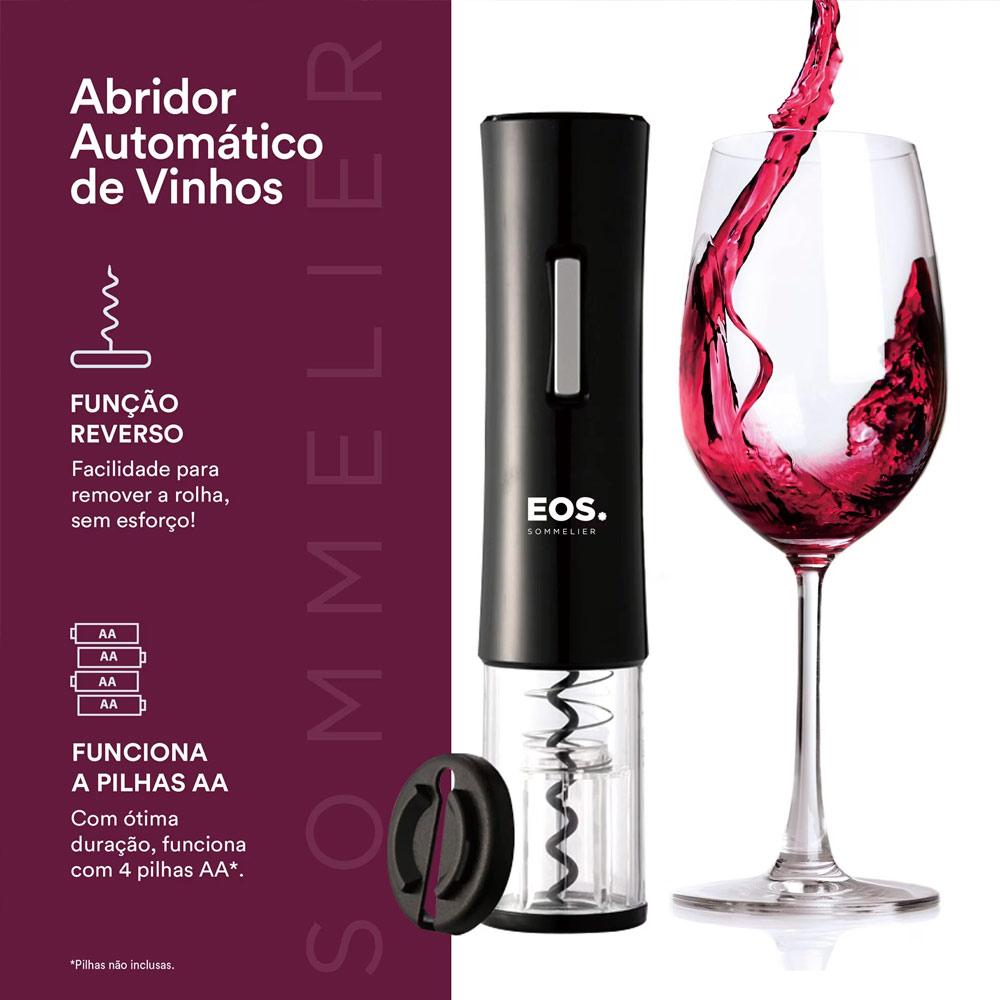 Abridor De Vinho Sommelier Elétrico Preto A Pilha EAB01P - EOS