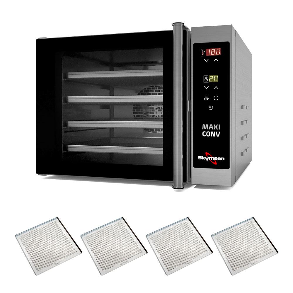 Kit Forno Turbo Elétrico Maxiconv VP 220V Skymsen + 4 Assadeiras Perfuradas 35x35