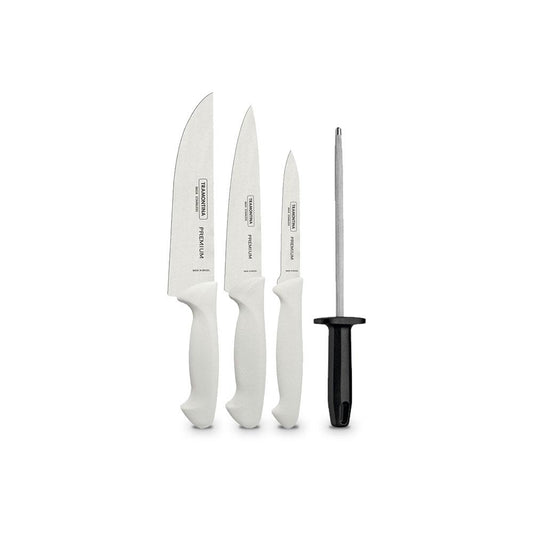 Kit - Faqueiro Premium 3 Peças + 1 Chaira Estriada 8 Pol Ultracorte - Tramontina