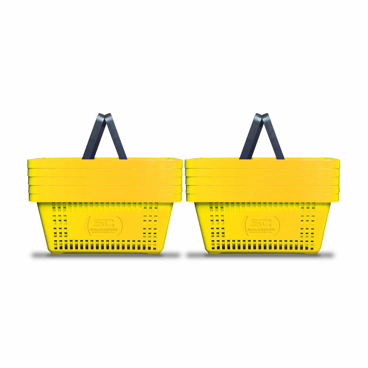 Kit - 10 Cestos Compras Plástica D100 Cód. 3000 Amarelo - Della Plast