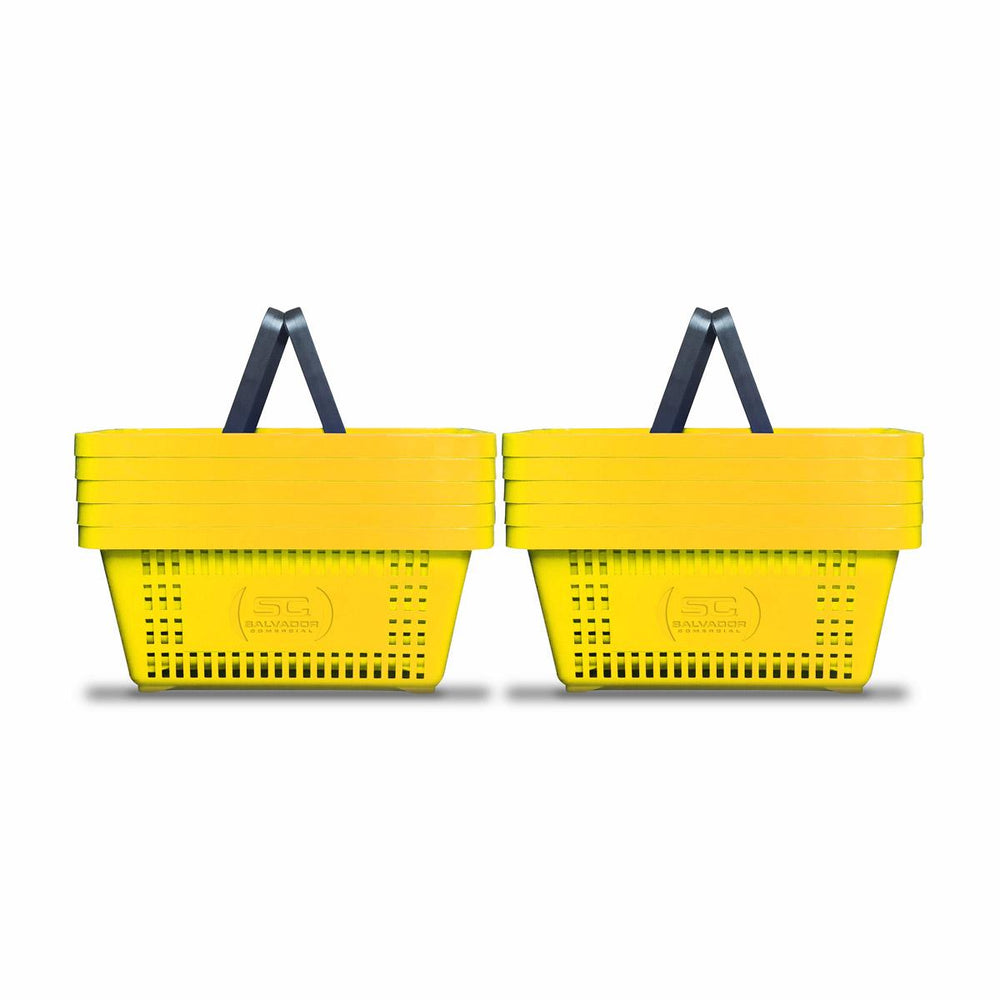 Kit - 10 Cestos Compras Plástica D100 Cód. 3000 Amarelo - Della Plast