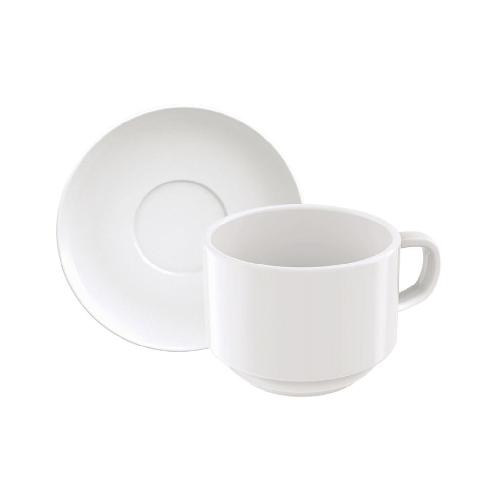 Conjunto de 6 Xícaras 240ml e 6 Pires de Chá Paola em Porcelana Branca - Tramontina 96600137