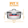 Kit Caçarola Aço Inox Solar 4,7 Litros PIT 1 + Jogo de Utensílios 6 Peças Verano Ônix  - Tramontina