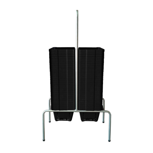 Kit - Suporte Para Cestos de Compras Duplo + 60 Cestos D100 Preto