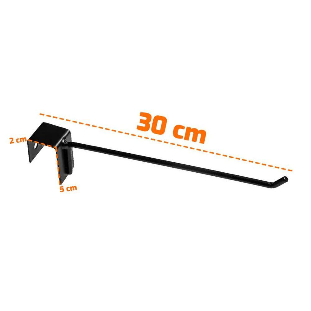 Kit Régua Preta 73cm Para Gôndola + 4 Ganchos 30cm Pretos New Plus – Sa Gôndolas