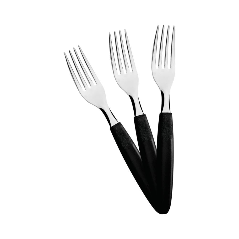 KIT - 12 Garfos de Mesa Ipanema Lâmina em Aço Inox Cabo Preto GPTOP - Tramontina