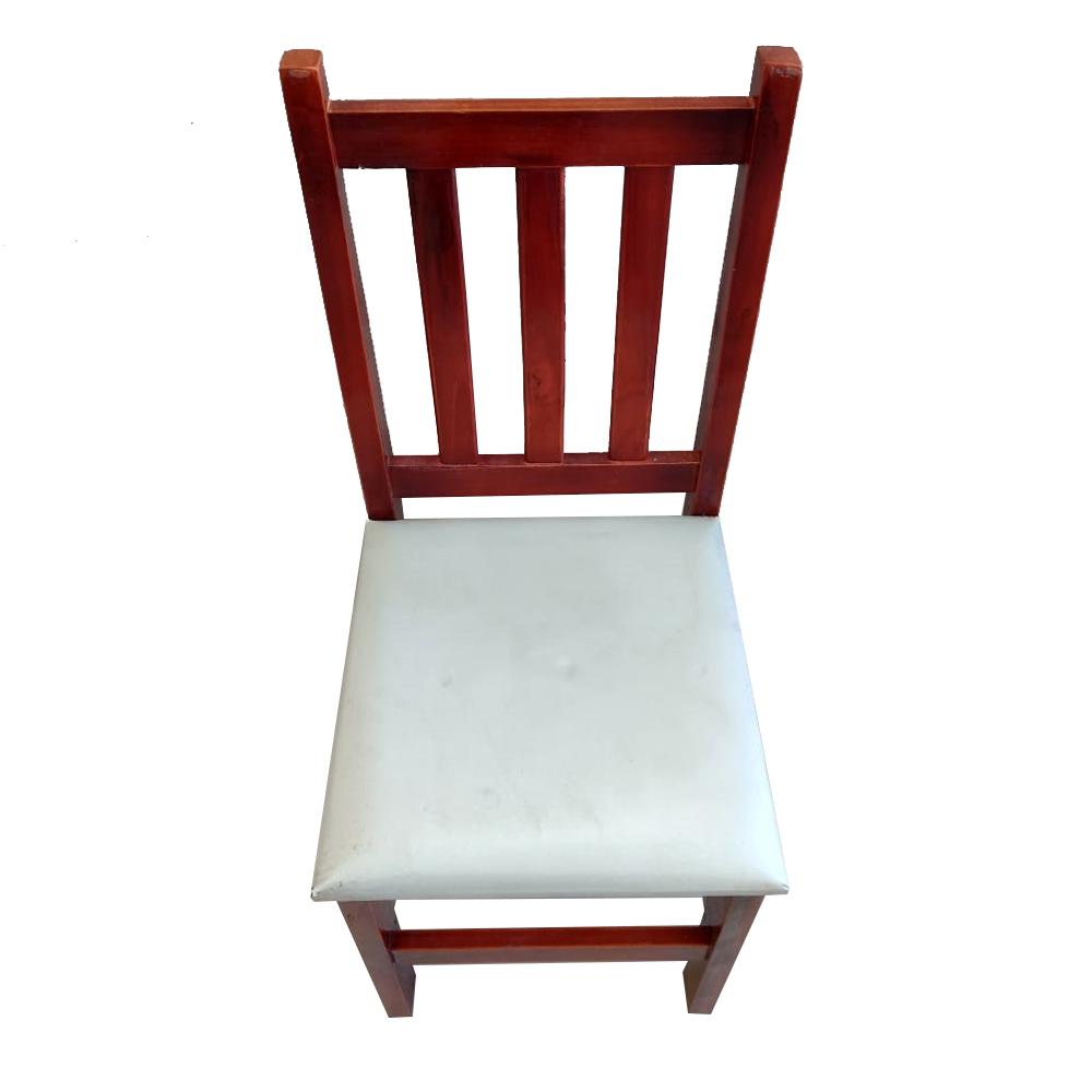 SEMINOVO - Cadeira Madeira Veneza Pés Retos Mogno Com Estofado Liso - Disa Móveis