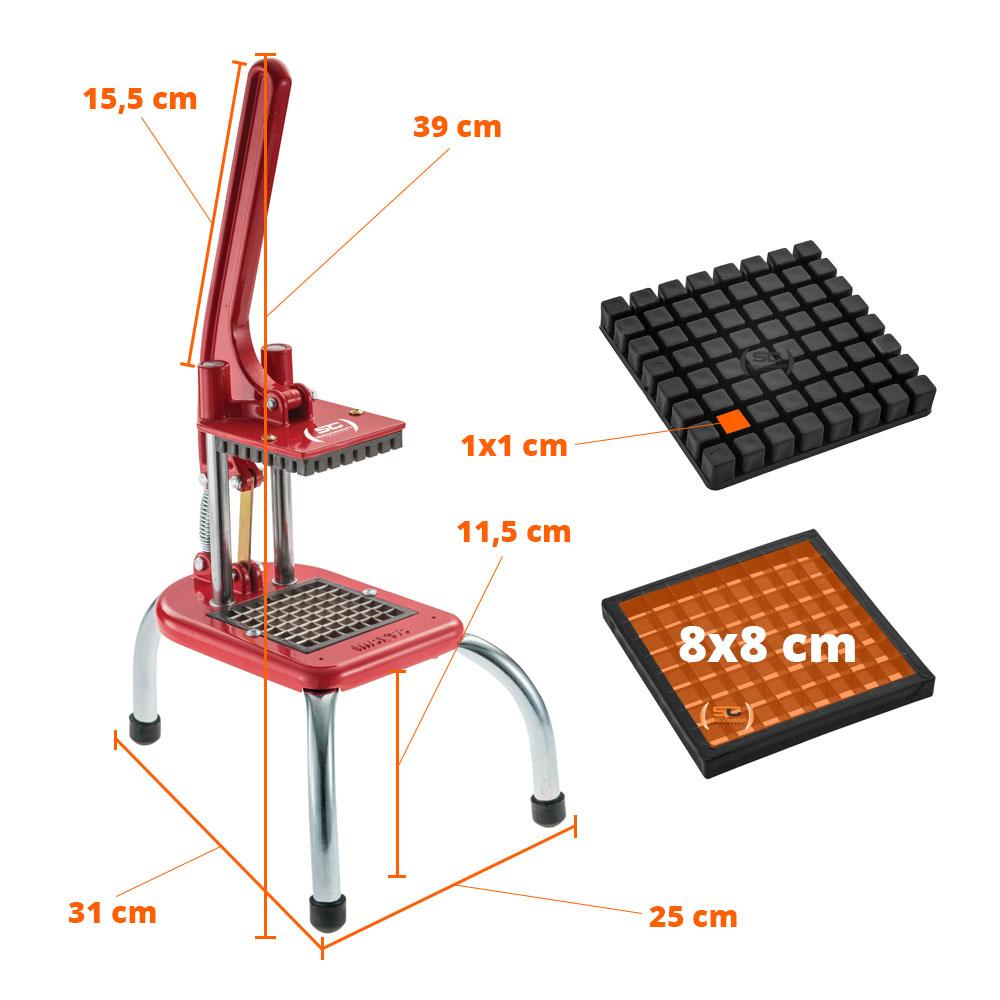 Cortador de Legumes e Batata Frita Em Alumínio Pequeno 1x1 Cm Doméstico Vermelho 585 - Malta