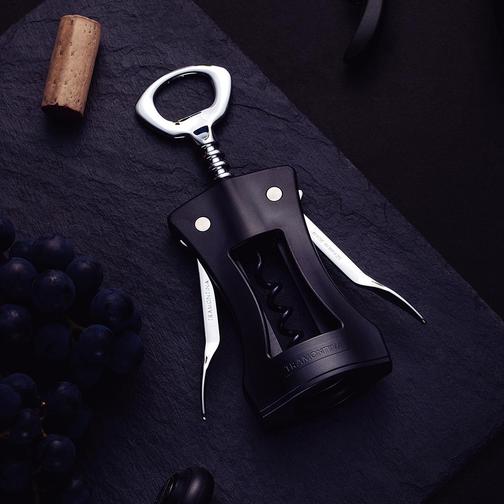 Saca Rolhas Harmoniza Design Ergonômico Corpo Abs e Abridor de Zamak Preto - Tramontina 25550100