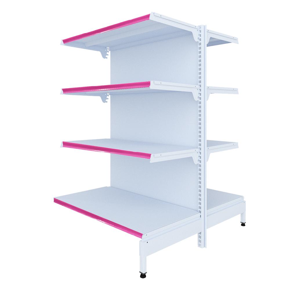 Gôndola Prateleira New Plus 1,40 Central Continuação GCC - Sa Gôndolas Porta Etiquetas Rosa