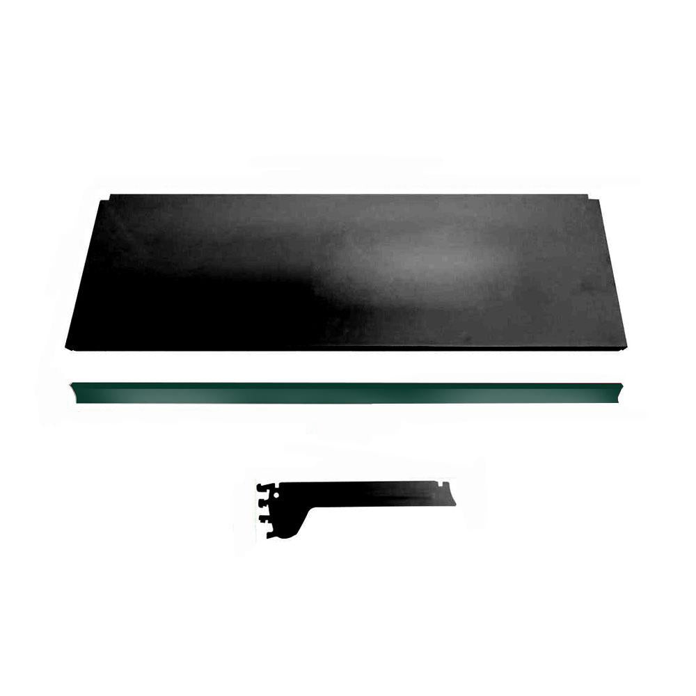 Bandeja Prateleira Ponta 30x73 Gôndolas New Plus Preto Porta Etiqueta Verde - SA Gôndolas