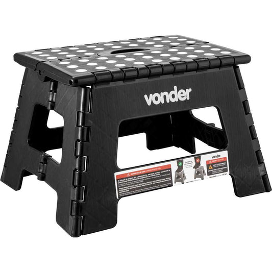 Banqueta Plástica Dobrável Preta Com Altura 220mm - Vonder 3540022002