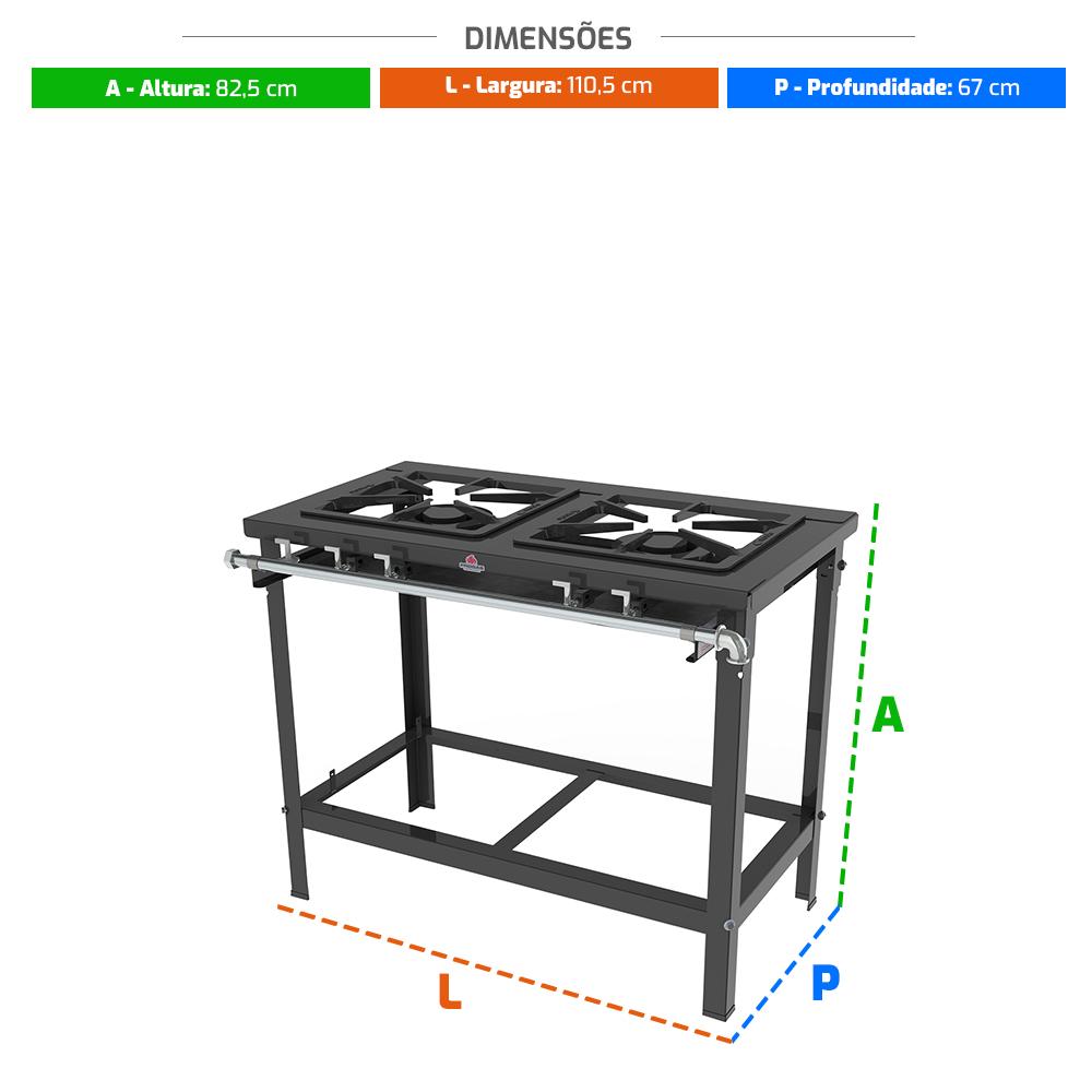 Fogão Industrial em Linha 2 Queimadores Duplos C/ Espera Para Forno PMD-200F – Progás