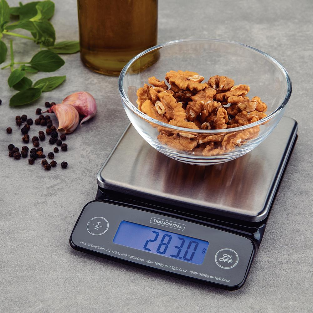 Balança Digital Base em Aço Inox Alta Precisão Para Cozinha Adatto 3kg - Tramontina 61101050
