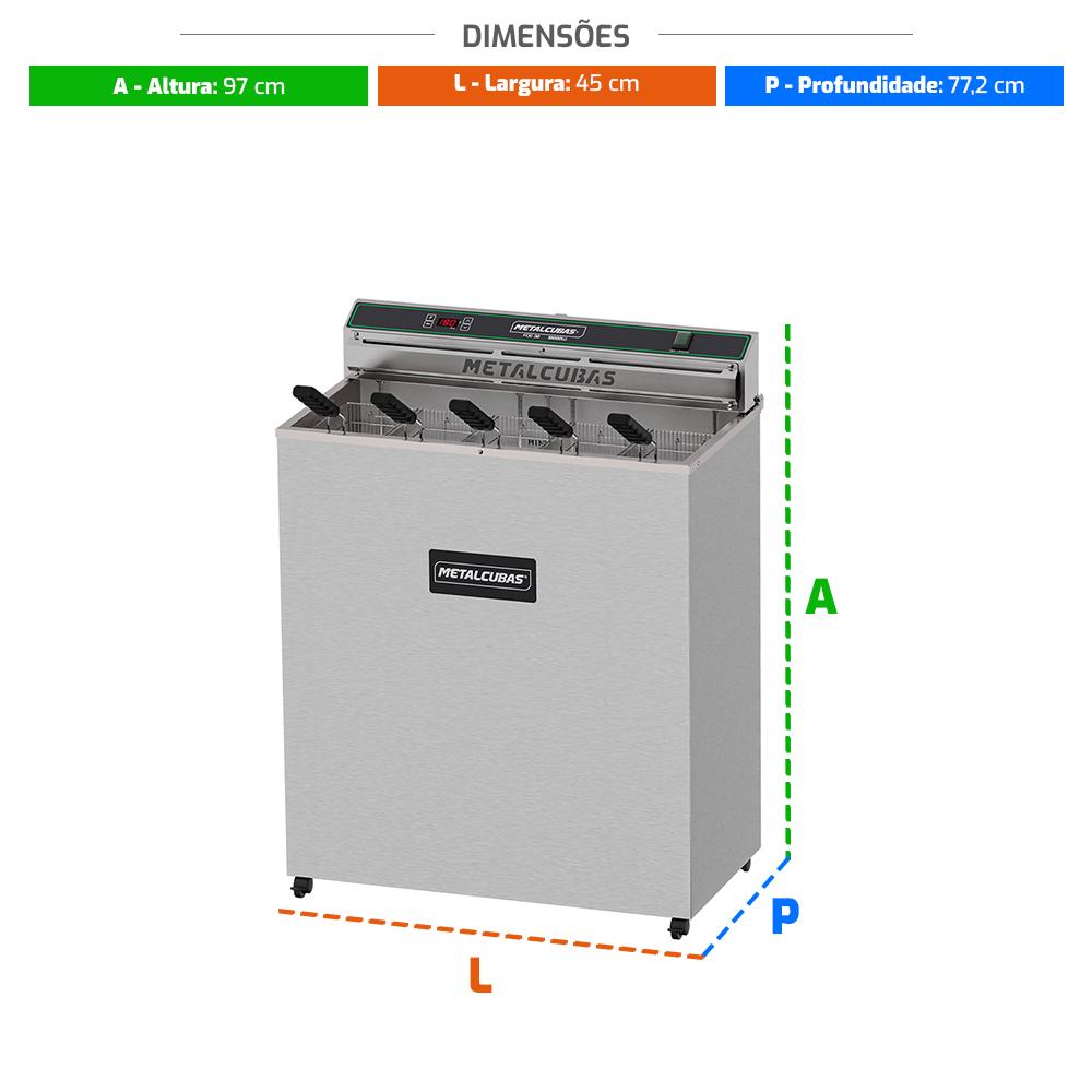 Fritador Elétrico Pedestal 5 Cestos 30l Somente Óleo 10000w Foe 30 p 220v - Metalcubas