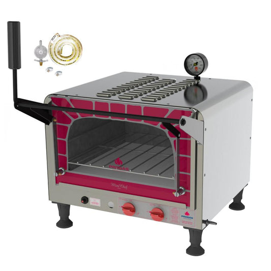 Kit - Forno Assador Refratário Gás Prp-400 Mini Chef + Kit Gás - Progás