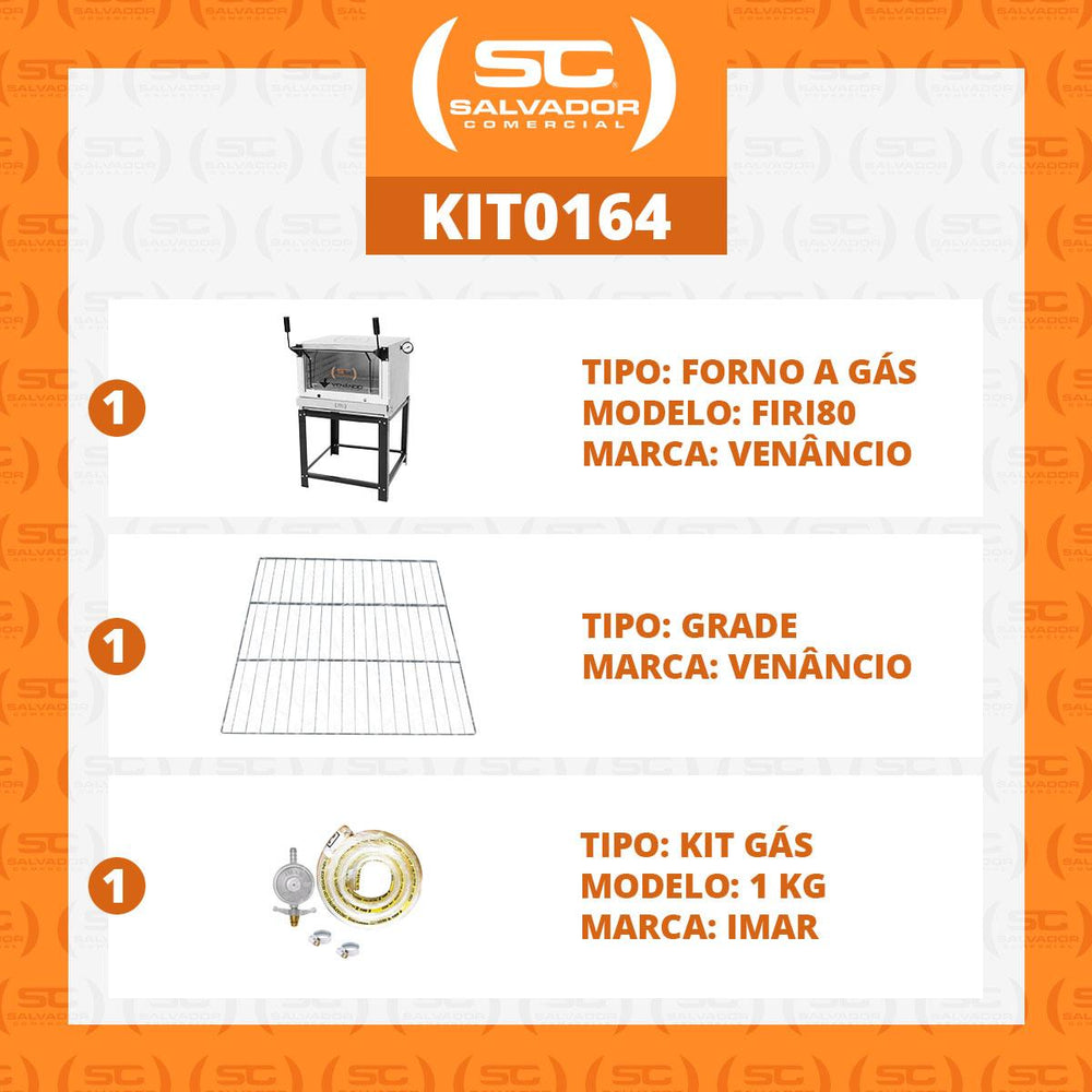 Kit Forno De Lastro a Gás Refratário Roma Inox FIRI80 + Grade Extra + Kit Gás