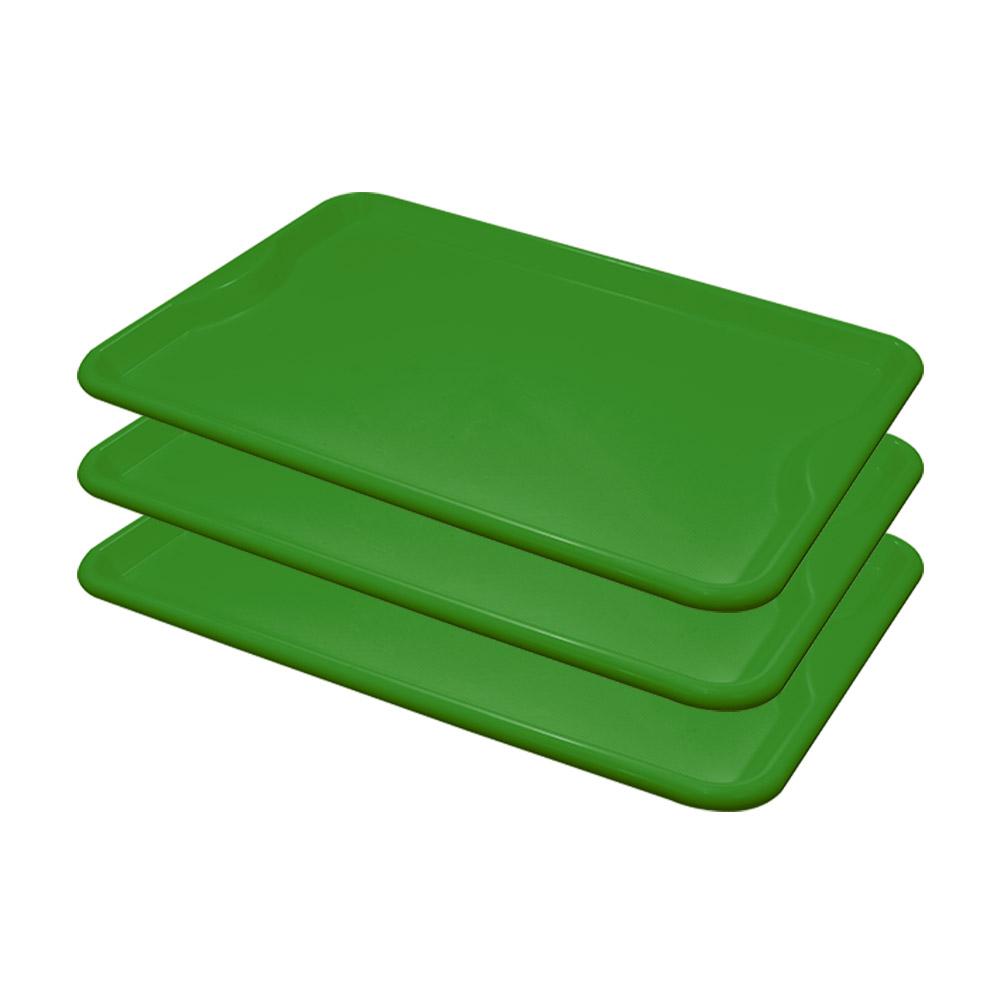 Conjunto 3 Bandejas Plásticas Self-Service Refeição 48x32,5x2 BR-100 Verde - Della Plast