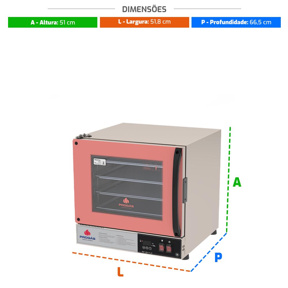 Kit Forno Turbo Elétrico PRP-004 Plus 220V Rosa + Bancada MES-004 Progás + 4 Assadeiras Cimapi