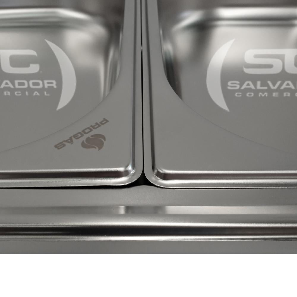 Rechaud Retangular Duas Cubas Gn em Aço Inox PR-111 - Progás