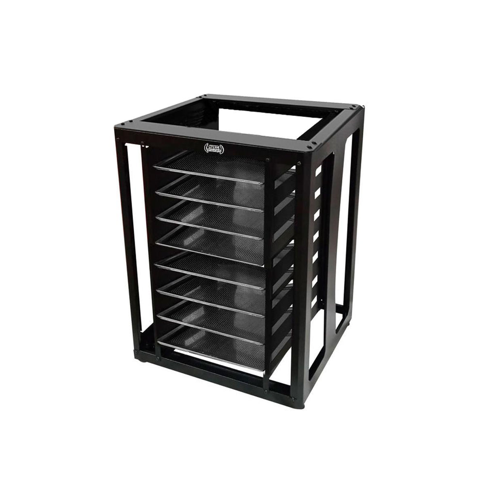 Kit Mesa Bancada Cavalete de Apoio 8 Níveis CFCS Preto + 8 Assadeiras 35x35 - Venâncio