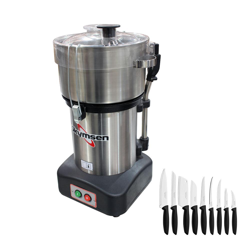 Multiprocessador de Alimentos 4 Litros Cutter Profissional Inox CR-4 127V Skymsen + Jogo de Facas 9 Peças