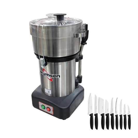 Processador de Alimentos Cutter Profissional Inox 4L CR-4L 127V Skymsen + Jogo de Facas 9 Peças
