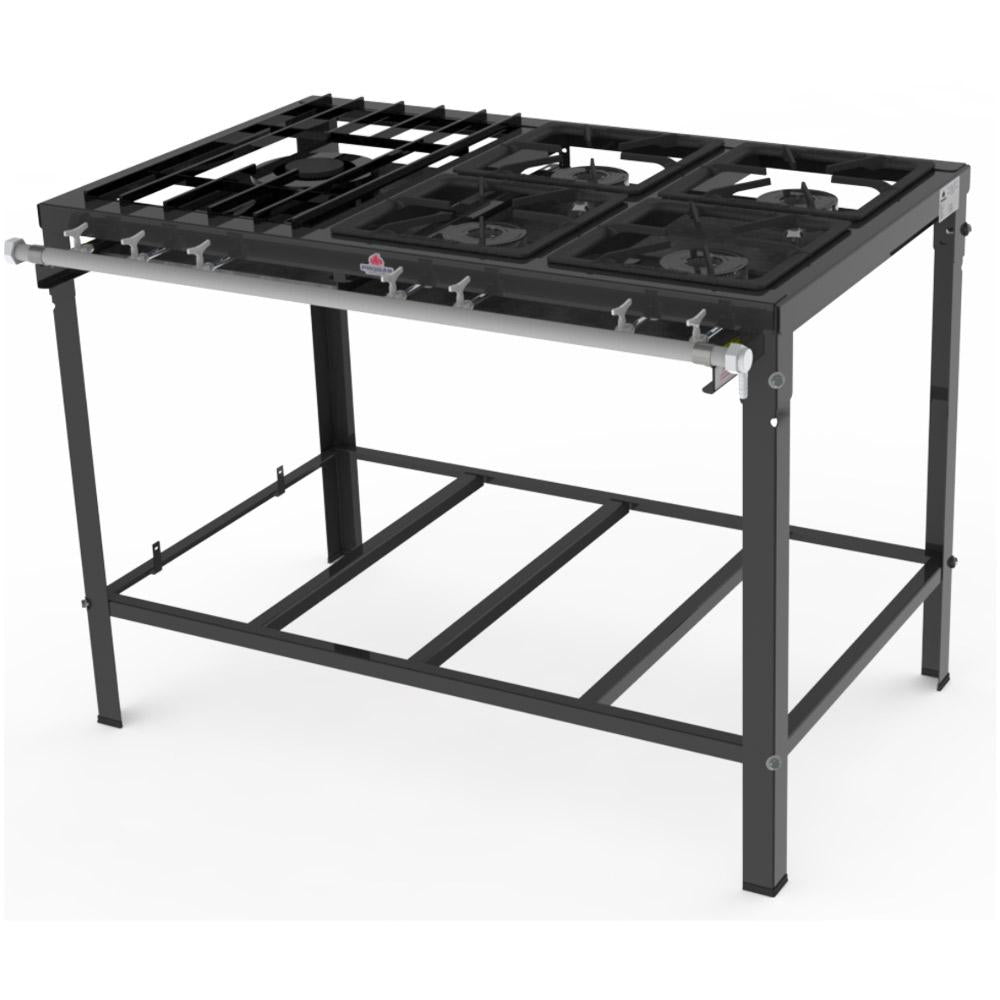 Fogão Industrial 5 Bocas 4 Simples 1 Dupla a Gás Baixa Pressão PMS-510F - Progás