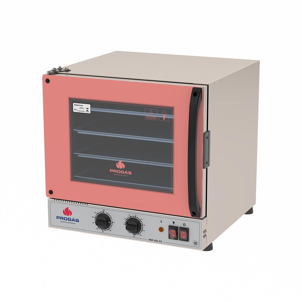 Kit Forno Turbo Elétrico PRP-004 G2 220V Rosa + Bancada MES-004 Progás + 4 Assadeiras Cimapi