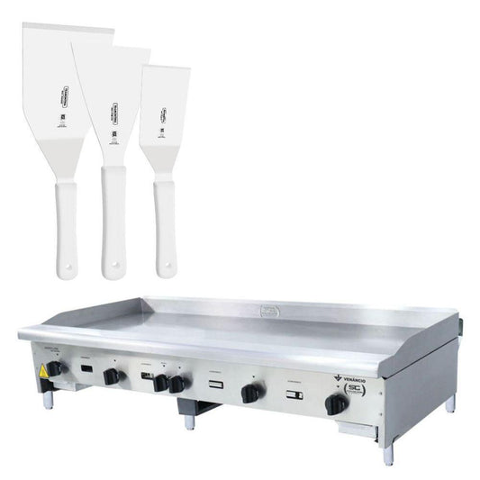 Chapa Americana Profissional 150cm a Gás 18mm Lisa Inox Cg150 e Conjunto de Espátulas - Venâncio