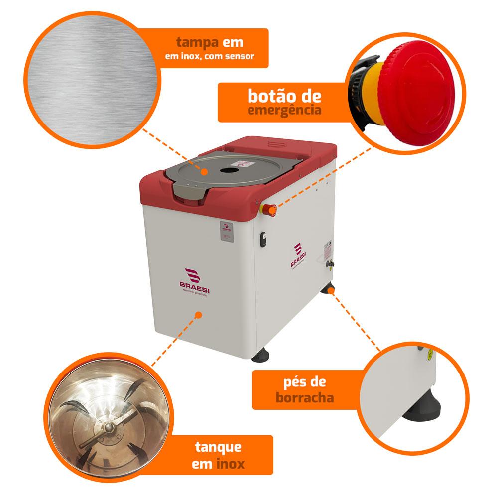 Amassadeira Rápida 25 Kg Masseira Industrial 4 CV AR-25/1 Trifásico 380T - Braesi B16095