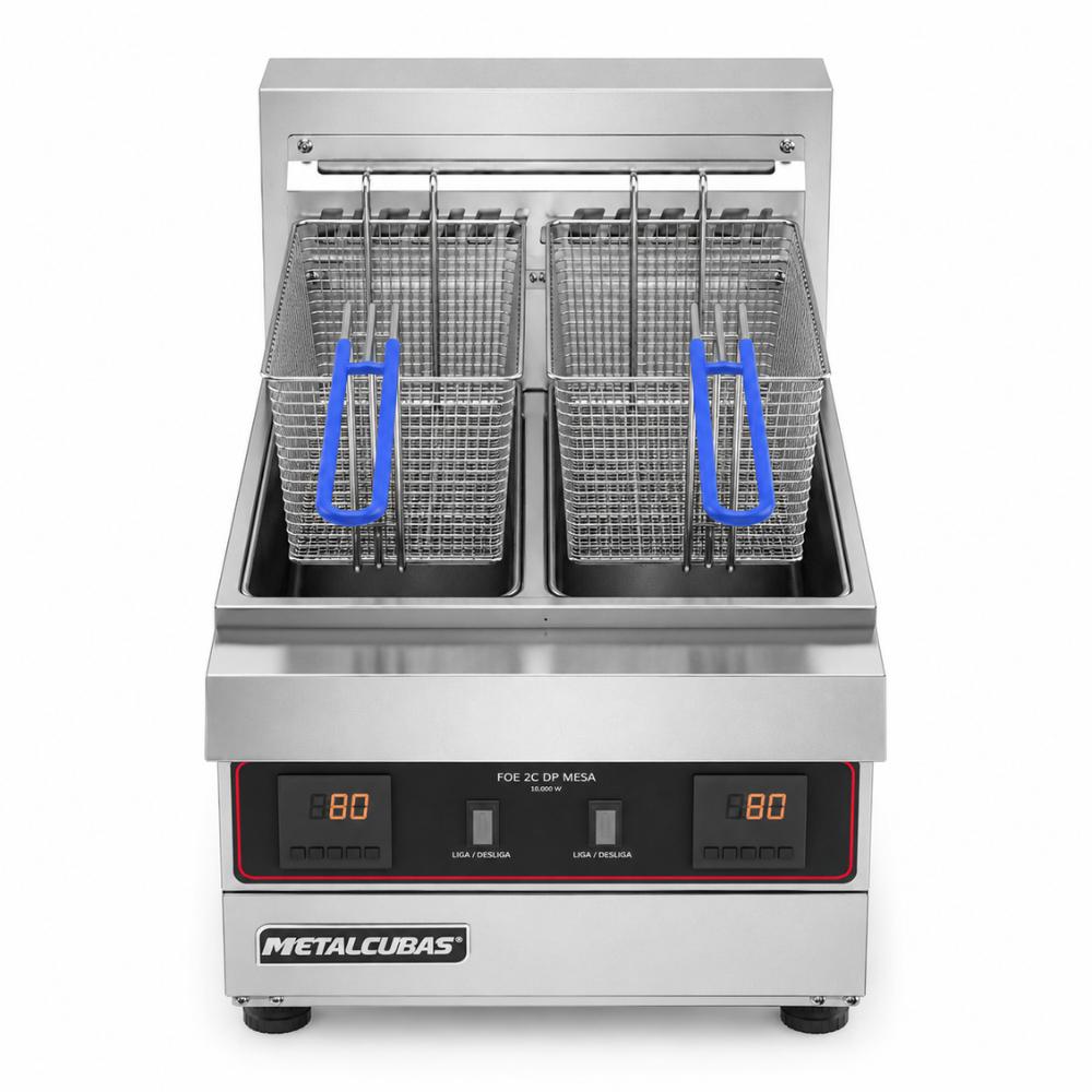 Fritador Zona Fria de Óleo Elétrico Mesa Premium Duplo Display FOE2C M DP PRM 220v Metalcubas 27288