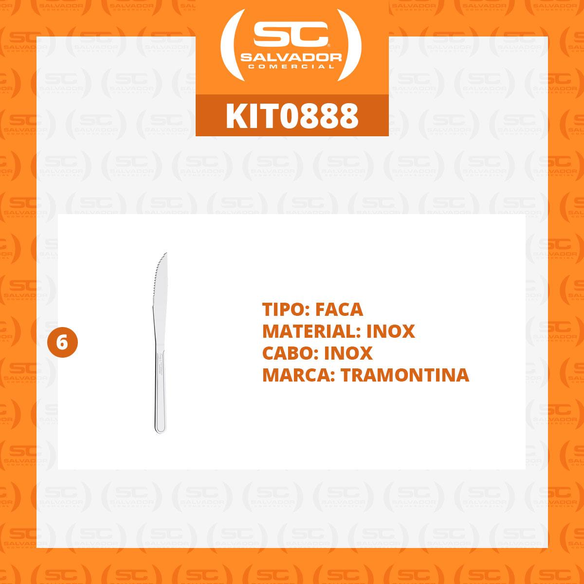 KIT - 6 Facas para Churrasco Buzios em Aço Inox 4 POL FIBAG - Tramontina