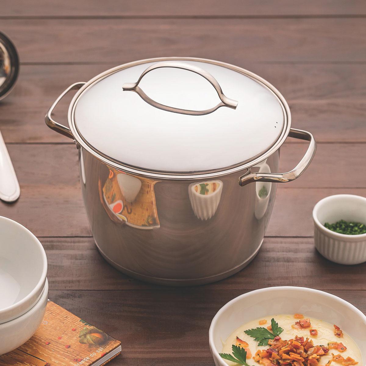 Caldeirão Allegra Em Aço Inox Com Fundo Triplo 24 Cm 7,5 L - Tramontina 62655240